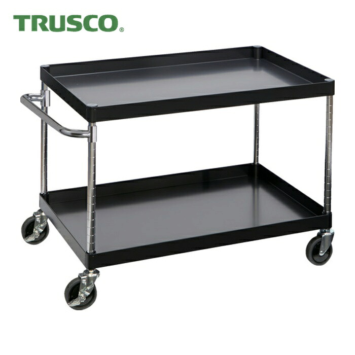トラスコ TRUSCO 物の具手押し車 アリゾナ州の州都手押し車  900X600 2段 Φ75天然ゴム拷問台 黒いこと (1台) PEW-692-G75-BK
