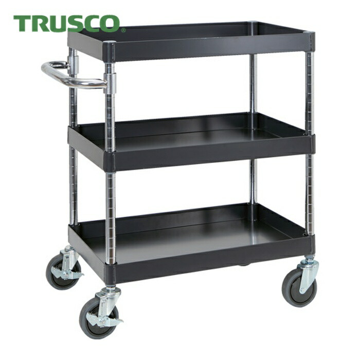 トラスコ TRUSCO 物の具手押し車 アリゾナ州の州都手押し車  750X500 3段 Φ75天然ゴム拷問台 黒いこと (1台) PEW-773-G75-BK