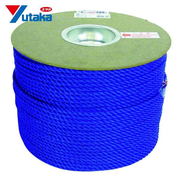 ユタカメイク ポリエチレンロープドラム巻 6mm×200m ブルー (1巻) PRE-102