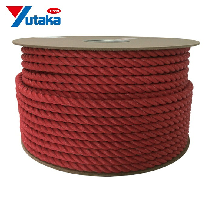 ユタカメイク ポリエチレンロープドラム巻 12mm×100m レッド (1巻) PRE-61|工具ランド いたわり館