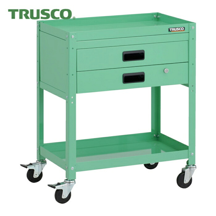 トラスコ TRUSCO ツールワゴン ラビットワゴン 600X400XH740 2段引出付 ゴム車輪 ヤンググリーン (1台) RBW-762X YG｜工具ランド　いたわり館