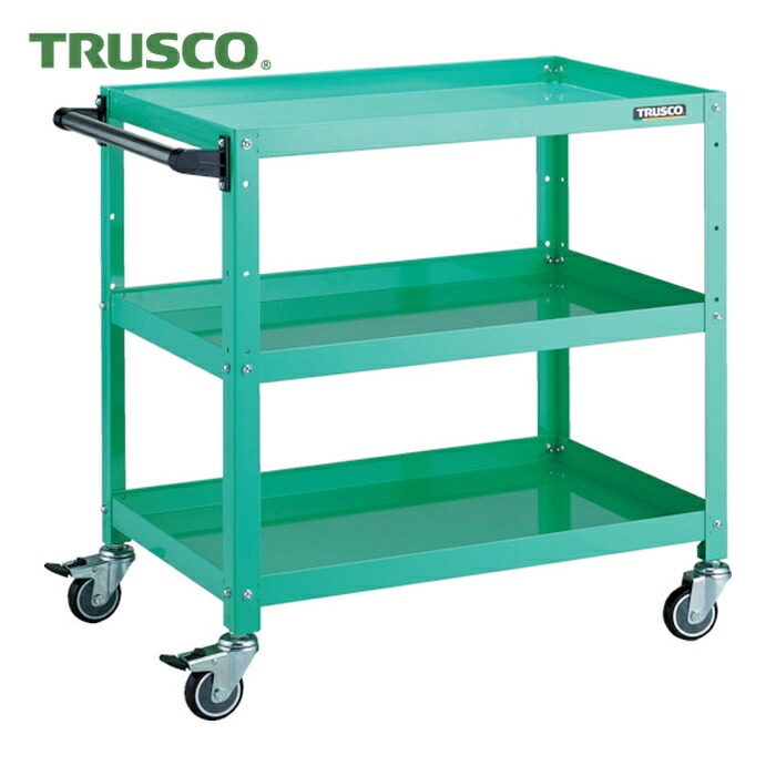 トラスコ TRUSCO ツールワゴン ラビットワゴン 700&times;450&times;H740 ハンドル付 ウレタン車輪 ヤンググリーン (1台) RBW-773HU YG｜工具ランド　いたわり館