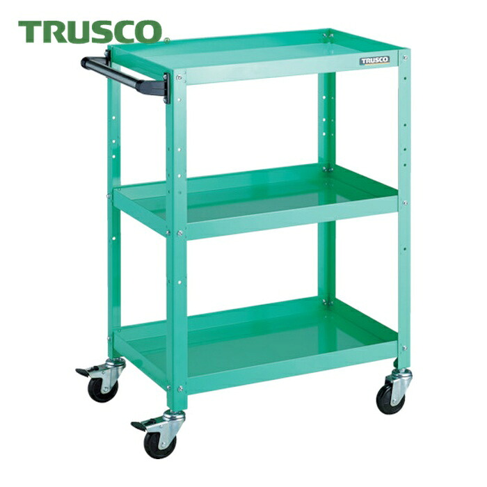 トラスコ TRUSCO ツールワゴン ラビットワゴン 600X400 ハンドル付 ゴム車輪 ヤンググリーン (1台) RBW-963H YG|工具ランド いたわり館