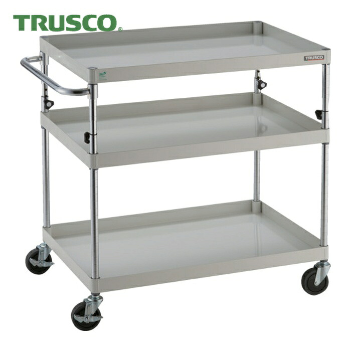 トラスコ TRUSCO ツールワゴン フェニックスワゴン 省音 900X600XH880~1130 3段 ホワイト (1台) PEW-A993-W