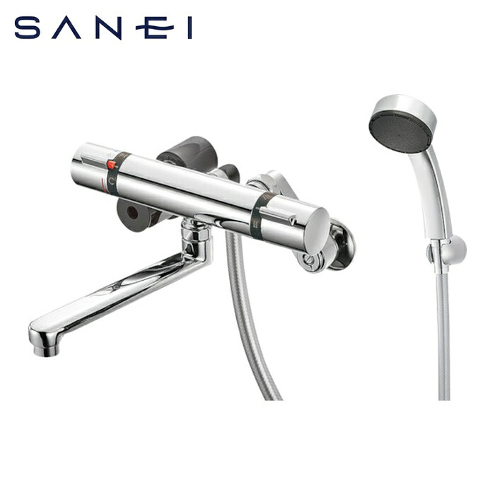 SANEI 三栄水栓 SK18520S9K-13 サーモシャワー混合栓 ホース長さ1.6m パイプの長さ170mm 寒冷地用 日本製 (1台)