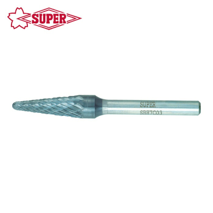 スーパーツール SBH7C04 スーパー超硬バー 重切削用 ロー付タイプ テーパー型 刃径:12.7mm 軸径:6.0mm (1本)｜工具ランド　いたわり館