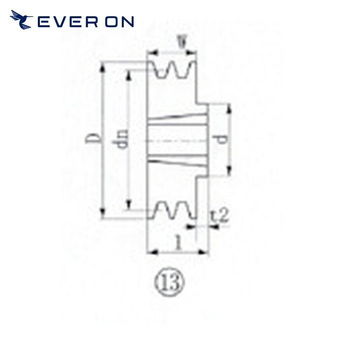 EVN エバオン SPB195-2 ブッシングプーリー SPB 195mm 溝数2 (1個)｜工具ランド　いたわり館