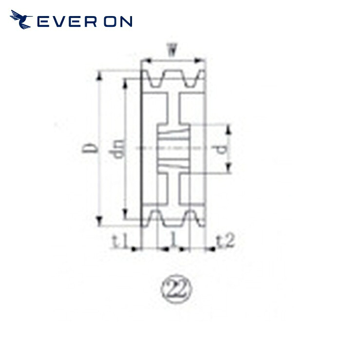 EVN エバオン SPZ236-3 ブッシングプーリー SPZ 236mm 溝数3 (1個)｜工具ランド　いたわり館