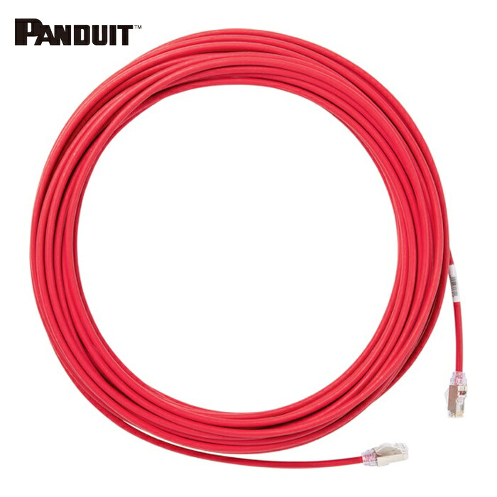 パンドウイット PANDUIT STP28X20MRD カテゴリ6A細径シールドパッチコード 20m 赤 (1本)