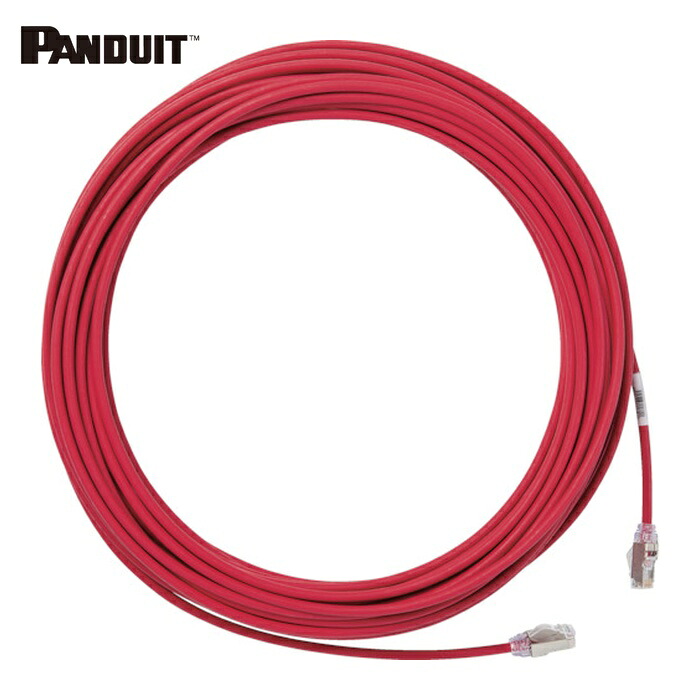 パンドウイット PANDUIT STP28X30MRD カテゴリ6A細径シールドパッチコード 30m 赤 (1本)