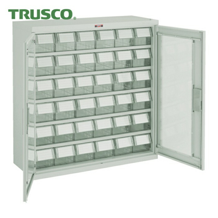 トラスコ TRUSCO コンテナラックケース バンラックケース M型 両開き扉 澄み切った引出小X36個 (1台) T305M-N36S (TM)