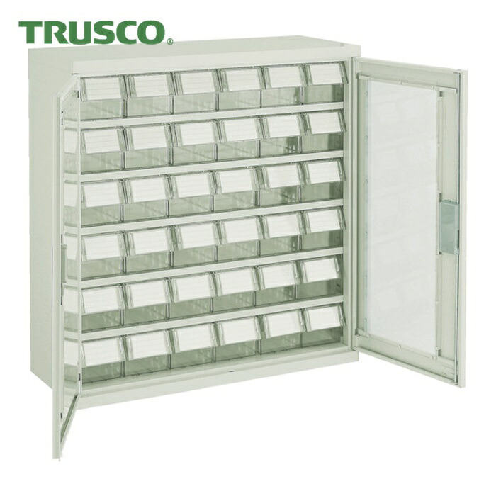 トラスコ TRUSCO コンテナラックケース バンラックケース L型 両開き扉 澄み切った引出小X36個 (1台) T305L-N36S (TM)