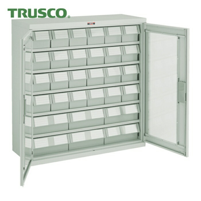 トラスコ TRUSCO コンテナラックケース バンラックケース L型 両開き扉 引出小X24 大X6個 (1台) T305L-N24S6L (NG)|工具ランド いたわり館