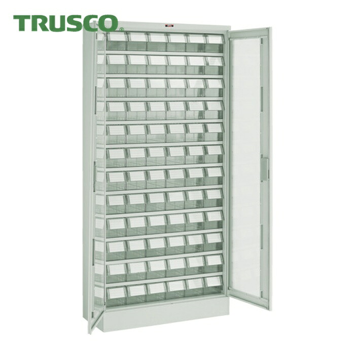 トラスコ TRUSCO コンテナラックケース バンラックケース M型 両開き扉 透明引出小X72個 (1台) T611M-N72S (TM)｜工具ランド　いたわり館