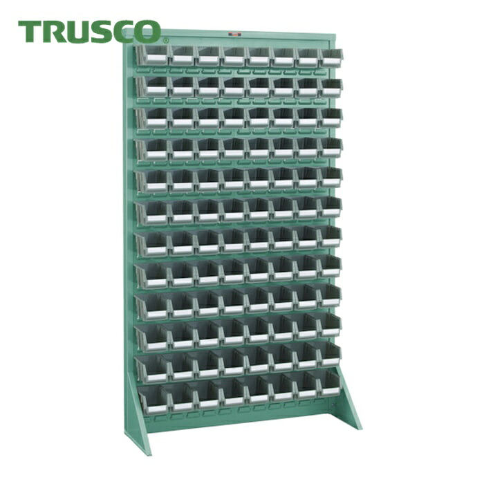 トラスコ TRUSCO パネルコンテナラック 床置型 コンテナ小X96 (1台) T-16128N (GN)｜工具ランド　いたわり館