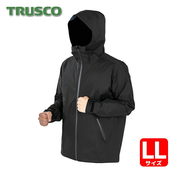 トラスコ TRUSCO 高耐候・軽量ストレッチレインウェア ブラック LL (1着) TRESWLL-BK