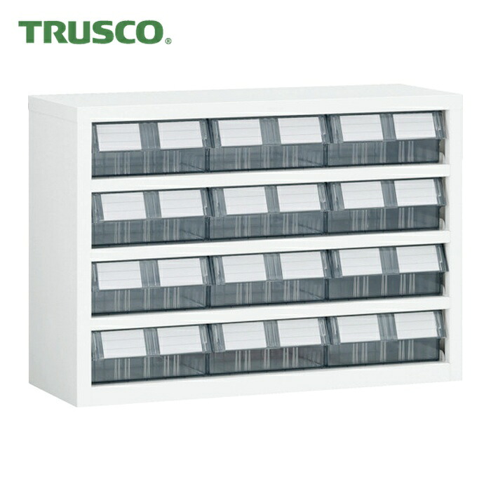 トラスコ TRUSCO 部分品入れもの 横型バンラックケースM型 854X307XH609 3列4段 W (1台) TM-64BWN