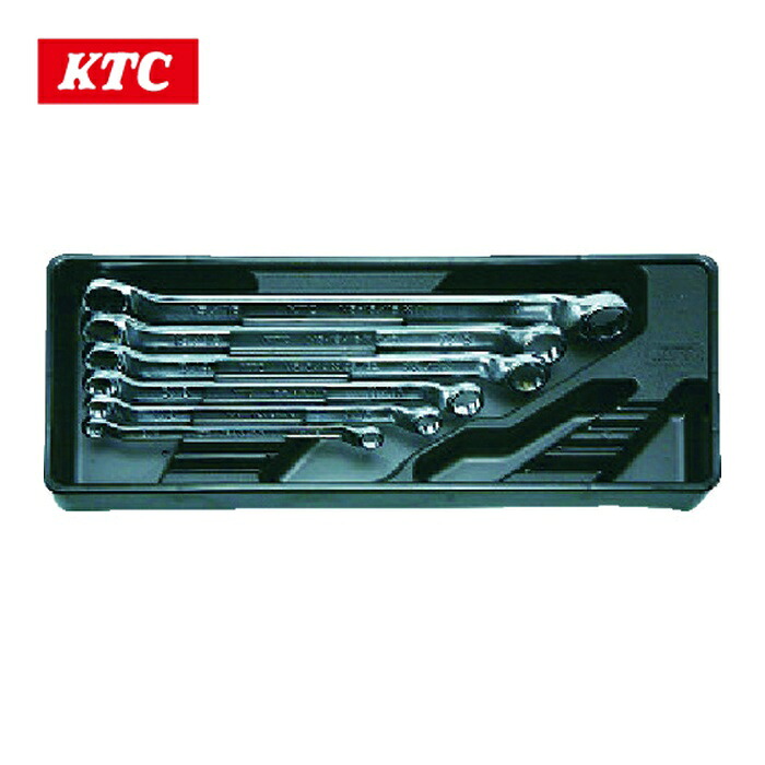 KTC 京都機械工具 TM506B 両口めがねレンチセット(6本組) インチ 12角 樹脂成形トレイ(W445×D185×H52)付き (1S)|工具ランド いたわり館