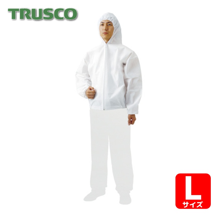 トラスコ TRUSCO まとめ買い 不織布使い捨て保護服フード付ジャンバー L (60着) (1箱) TPC-F-L-60