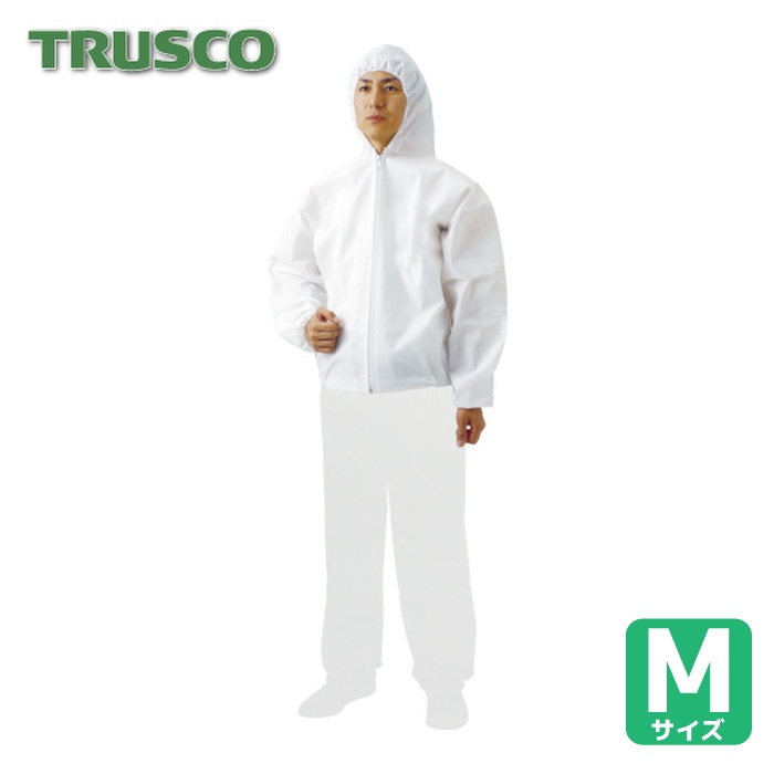 トラスコ TRUSCO まとめ買い 不織布使い捨て保護服フード付ジャンバー M (60着) (1箱) TPC-F-M-60