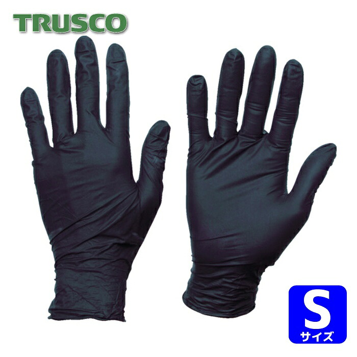 トラスコ TRUSCO まとめ買い 使い捨てニトリル手袋TGスタンダード 0.08粉無黒S 100枚 10箱 (1S) TGNN08BKS10P