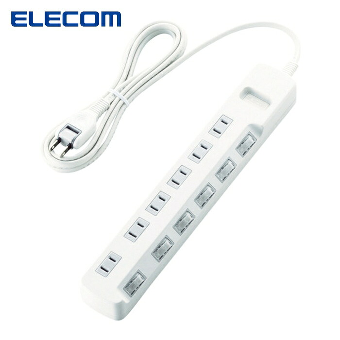 エレコム ELECOM T-K5A-2650WH 個別スイッチ付 雷ガードタップ 6個口 5m (1個)