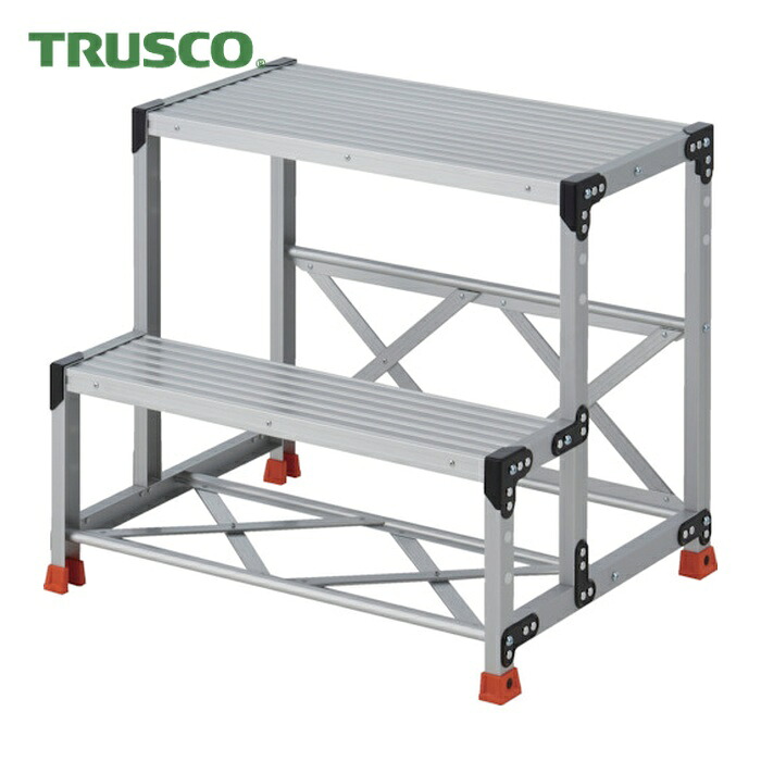トラスコ TRUSCO 作業用踏台 2段 ステップ奥行200 高さ0.70m 天板800X400 (1台) TSF-287