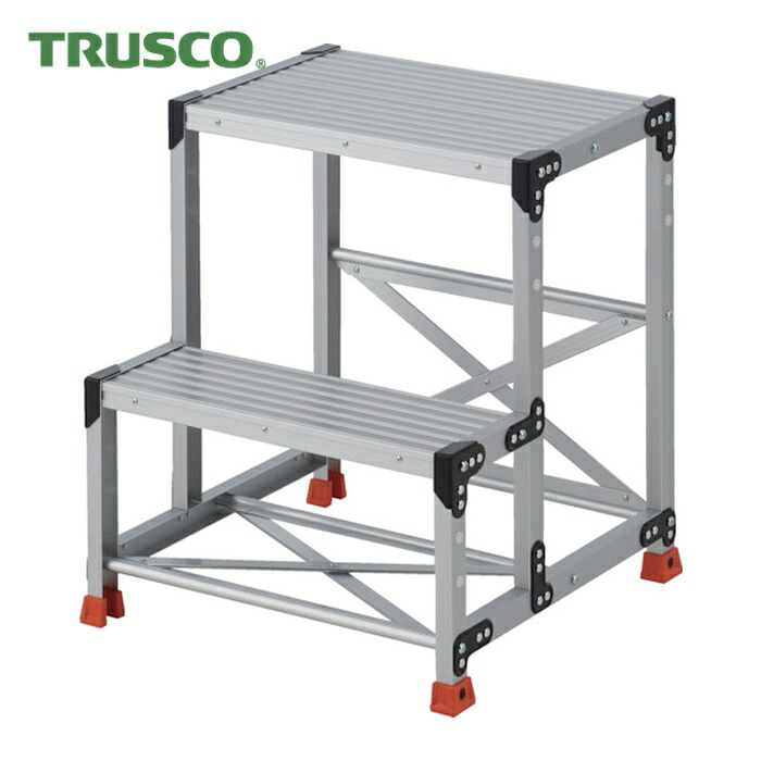 トラスコ TRUSCO 作業用踏台 2段 ステップ奥行200 高さ0.70m 天板600X400 (1台) TSF-267