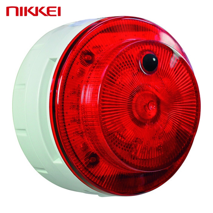 日惠製造所 NIKKEI VK10M-B04JR-ST LED回転させる注意報機 ニコUFOmyubo 乾電池式 人感感知器 赤 鉄道車両忠告の言葉 (1台) 火災警報器・ガス警報器-防災関連グッズ