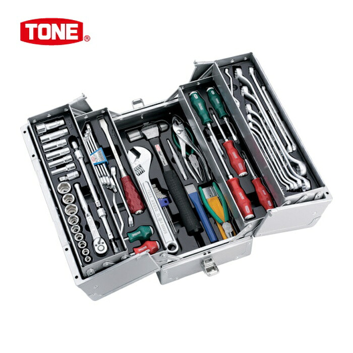 TONE トネ TSA3331SV 整備用工具セット ツールセット 差込角9.5mm 61点セット シルバー (1S)|工具ランド いたわり館