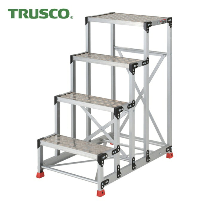 トラスコ TRUSCO やり方用踏台 軽銀製・縞板手合い 天板大きさ600X400X1200 (1台) TSFC-4612