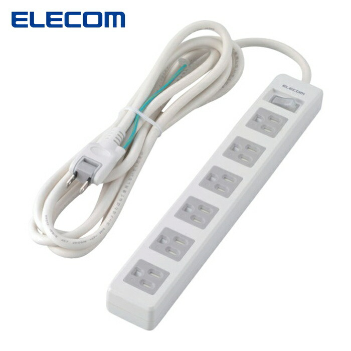 エレコム ELECOM T-T10-3630WH/RS タップ 3P6個口 差込口2P 一括スイッチ マグネット付 ホコリシャッター付 3m RoHS (1個)
