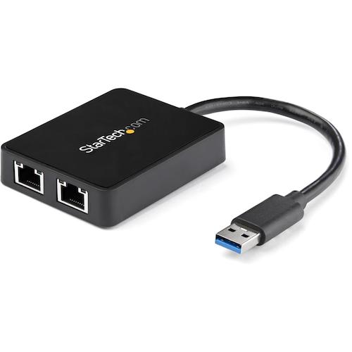 StarTech USB32000SPT ローカルエリアネットワークアダプタ/USB 3.0/2x RJ45/10/100/1000 Mbps/黒いこと (1箱)