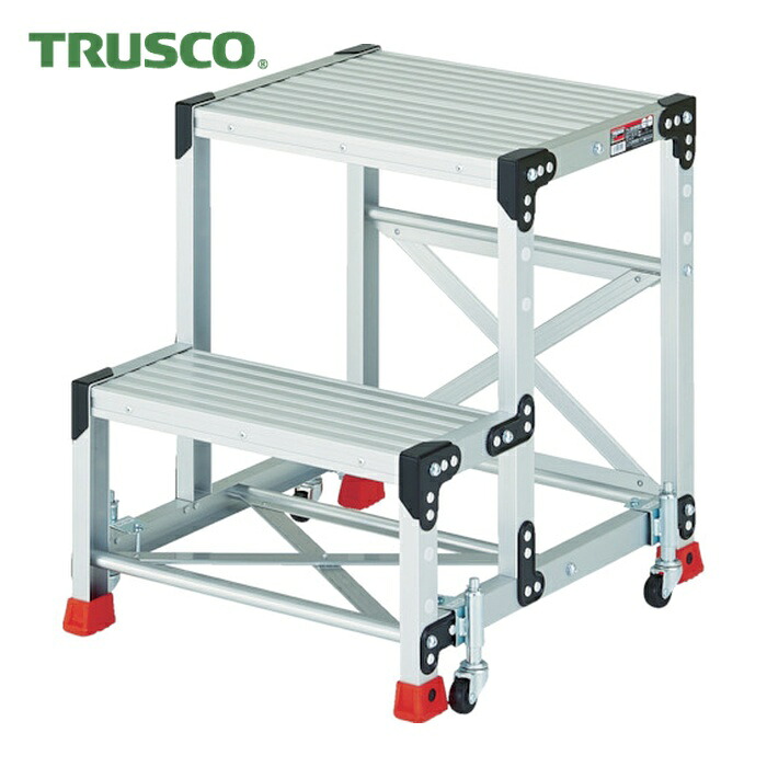 トラスコ TRUSCO 作業用踏台 2段 スプリングキャスター付 天板高さ0.6m (1台) TSF-266SC1A