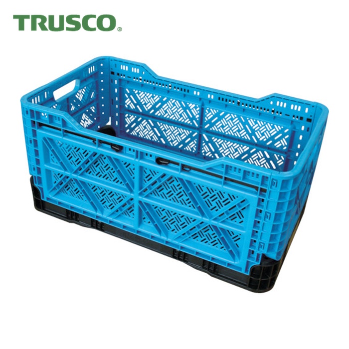 トラスコ TRUSCO 折りたたみメッシュコンテナ59L ブルー (1個) TR-MPB59-B