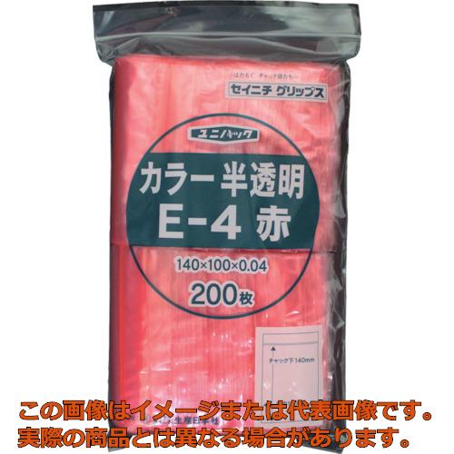 セイニチ　チャック付ポリ袋　ユニパック　Ｅ－４　半透明赤　縦１４０×横１００×厚さ０．０４ｍｍ　２００枚入