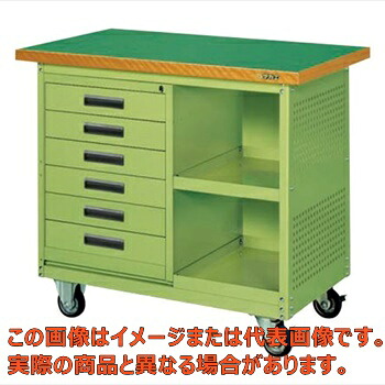 移動作業車（６段引出し・ロッカー・パネル付）　ＳＫＲ&minus;３１０Ｐ【代引不可・配送日時指定不可・個人宅不可】｜工具箱　店