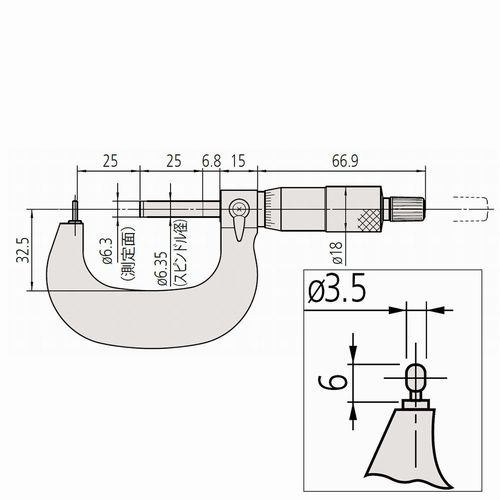 棒球面マイクロ米突 （115-308）/BMB2-25【ミツトヨ】