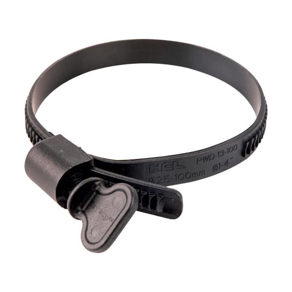 HCL 樹脂製ホースバンド Ezyclamp 手締めタイプ 締付径25.0~75.0mm ナイロン12 PWD-13-75-WG-PA12-BK≪在庫限り≫