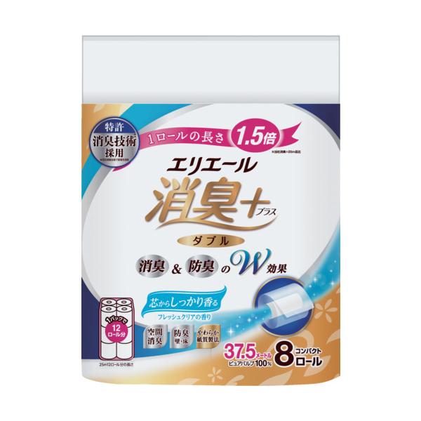 エリエール 消臭+トイレットティシューしっかり香る フレッシュクリアの香りコンパクト8R ダブル 21001830