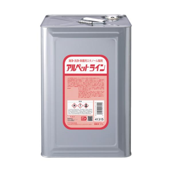 サラヤ 汚れのない・洗い濯ぎ・除菌用エチルアルコール調合剤 アルペットライン 17L 41315