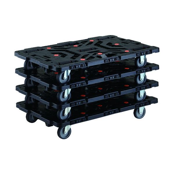 TRUSCO(トラスコ) まとめ買い 連結式樹脂製平台車 ビートル 900X600 自在3輪 4台セット BT900J3-E100-M4