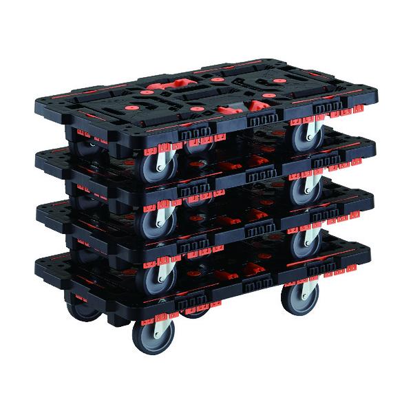 TRUSCO(トラスコ) まとめ買い 連結式樹脂製平台車 ビートル 700X450 自在5輪 コボレ止めセット とめたろう付 4台セット BT700KJ5-E100T-M4 23,167円