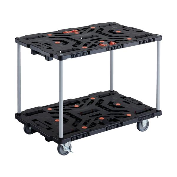 TRUSCO(トラスコ) 連結式樹脂製2段台車 ビートル 900X600 自在3輪 内2輪ストッパー付 とめたろう付 ハンドルなし BT920J3S2-E100T