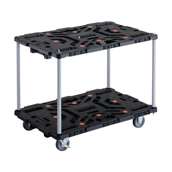 TRUSCO(トラスコ) 連結式樹脂製2段台車 ビートル 900X600 自在3輪 内2輪ストッパー付 ハンドルなし BT920J3S2-E100