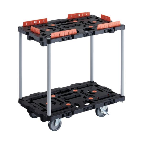 TRUSCO(トラスコ) 連結式樹脂製2段台車 ビートル 700X450 自在5輪 内2輪ストッパー付 コボレ止めセット付 ハンドルなし BT720KJ5S2-E100