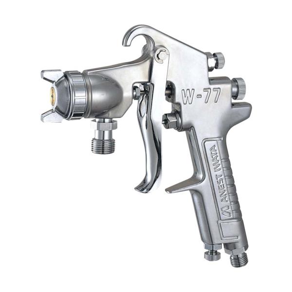 アネスト岩田 中形スプレーガン 圧送式 ノズル口径 Φ1.2 空気使用量420L/min W-77-02｜工具の楽市
