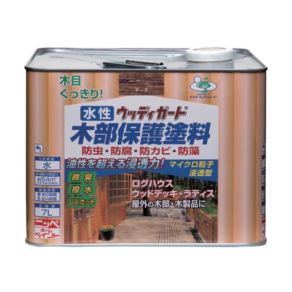 ニッぺ 水性ウッディガード 7L チーク HW208-7 4976124532870|工具の楽市