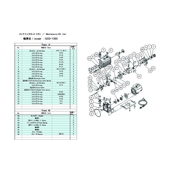 アルうしろ側 無意味さ揚水機用検査と修理ちびっ子 GCD-136X用 B印字機 GCD-136X MAINTENANCEKIT B