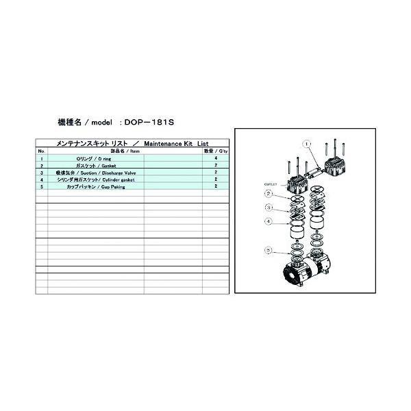 アルうしろ側 無意味さ揚水機用検査と修理ちびっ子 DOP-181S用 DOP-181S MAINTENANCEKIT